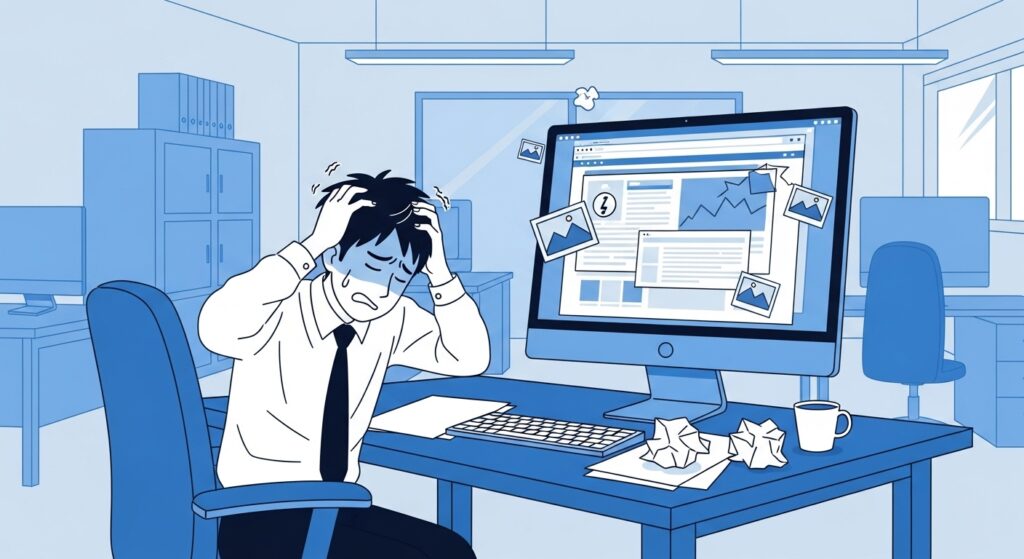 Webサイト公開後に困っている企業のイメージ図