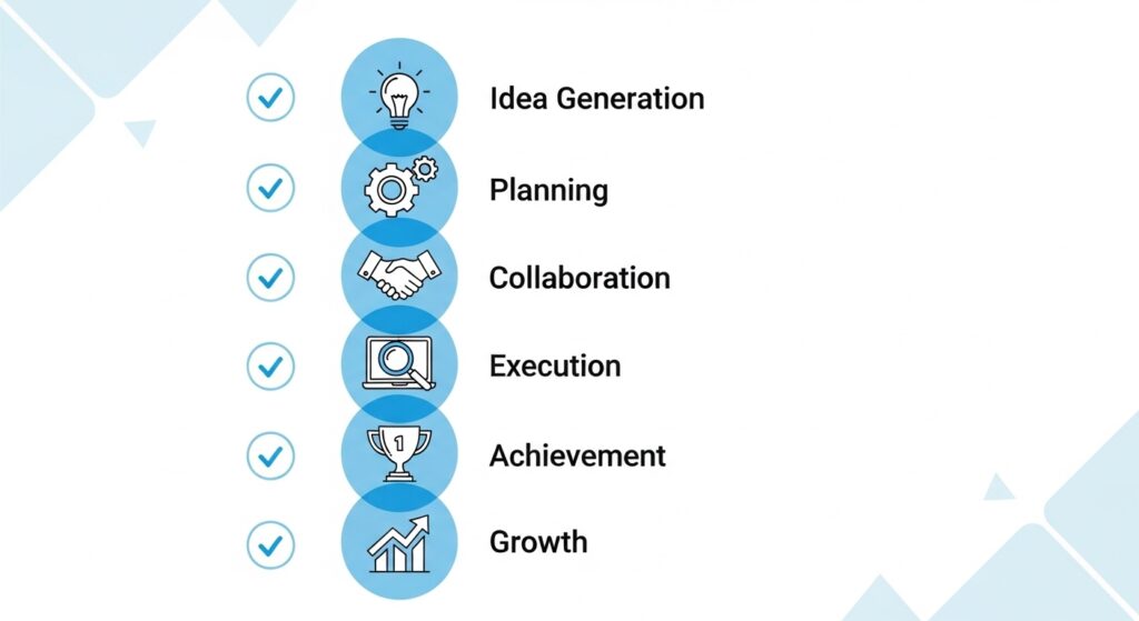 チェックリストが並んだシンプルな図表