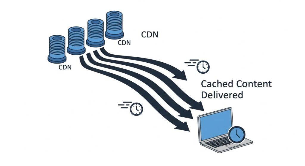キャッシュとCDNの仕組みを説明するWebマーケティング図解
